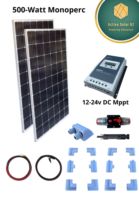 500-Watt Solar Kit, Mono Panel, Mppt Controller, ABS Mounts